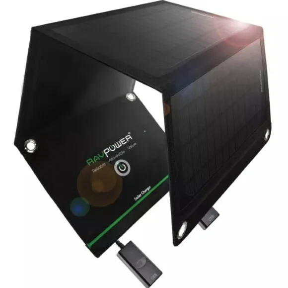 RAVPower 15W Foldable Solar Charger W/Dual USB Port - RP-SC02 - NWT